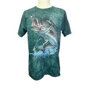 Bass River Fish Marine Aquatic Ocean Green the Mountain Cotton Shirt large